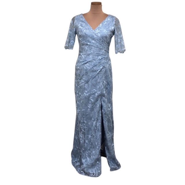 Nwt Adrianna Papell Maxi Dress Size 18 Pastel Blue Floral Embroidery